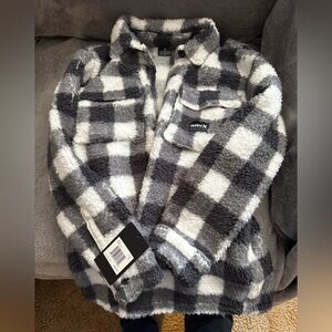 Hurley Black and White Plaid Kids Jacket